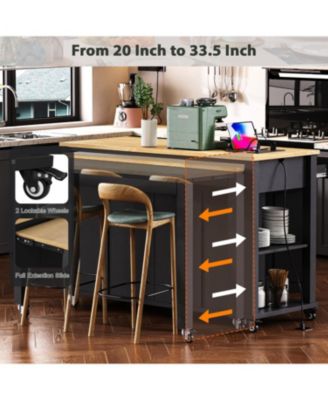 Kitchen Island with Extendable Table & Storage