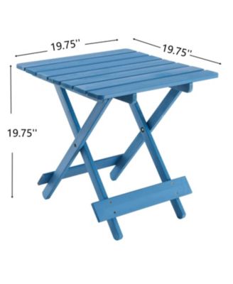 Folding Square Patio Table - Solid Wood, Blue