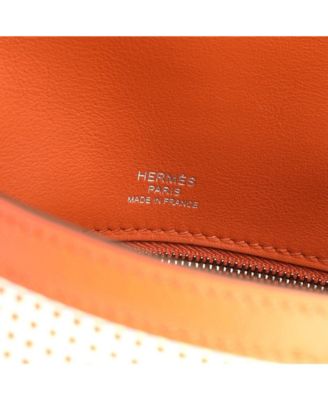 Pre-Owned Hermes Kelly 28 Handbag Quadrille Canvas and Orange Swift with Palladium Hardware