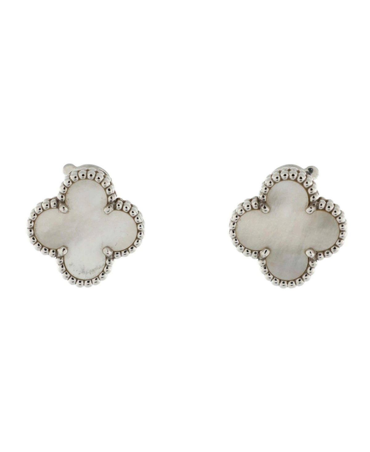 Vintage Alhambra Earrings 18K White Gold and Mother of Pearl - 18k white gold