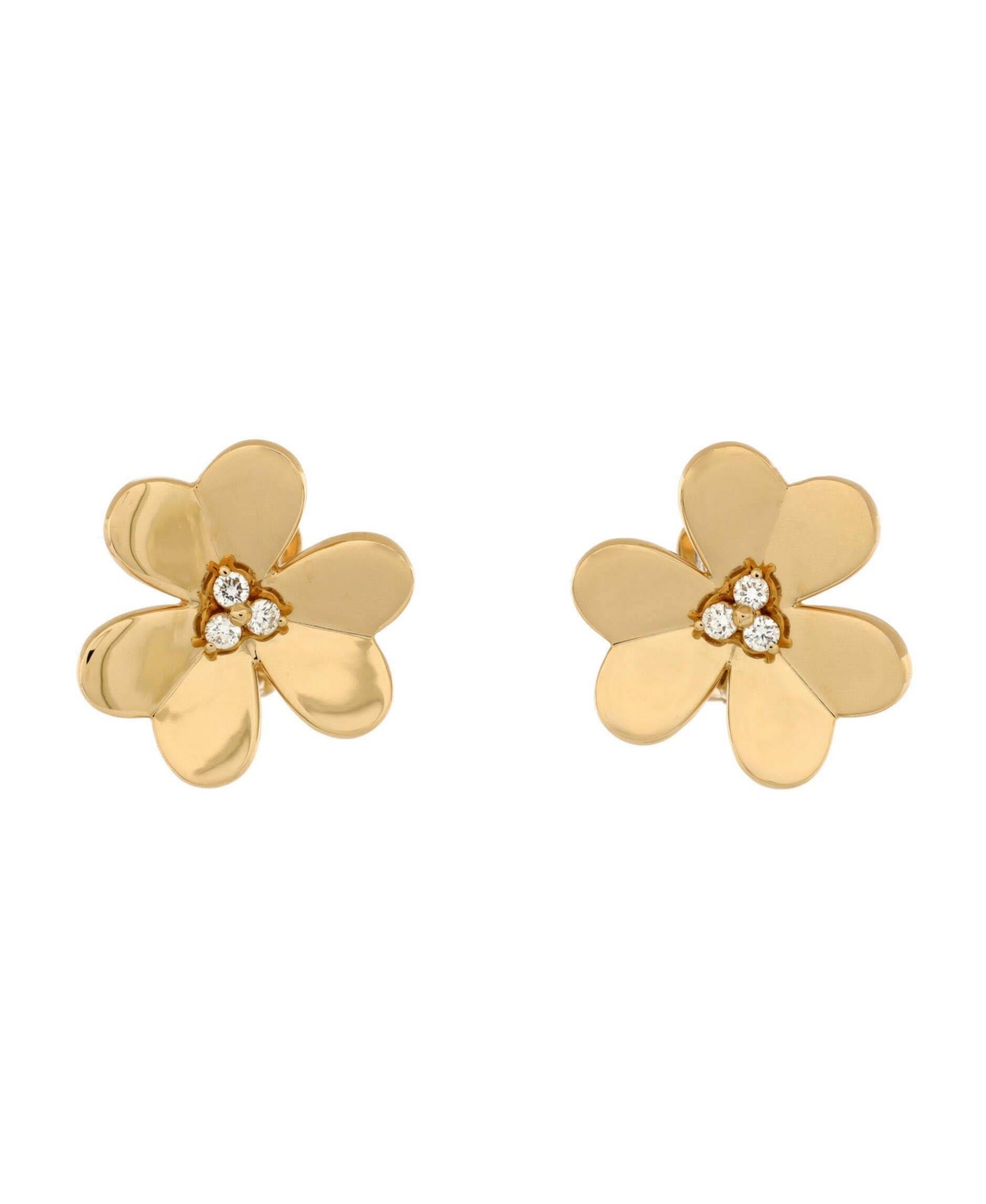 Large Frivole Stud Earrings 18K Gold with Diamonds - 18k gold