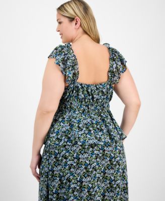 Trendy Plus Size Ruffled-Strap Smocked Top, Exclusively at Macy's