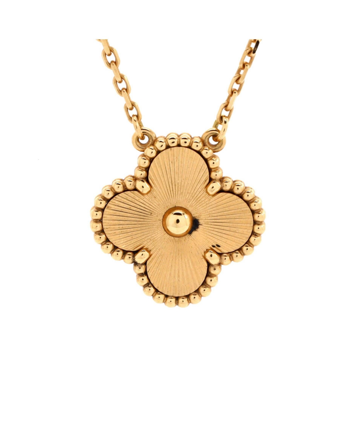 Vintage Alhambra Pendant Necklace Guilloche 18K Gold - 18k gold