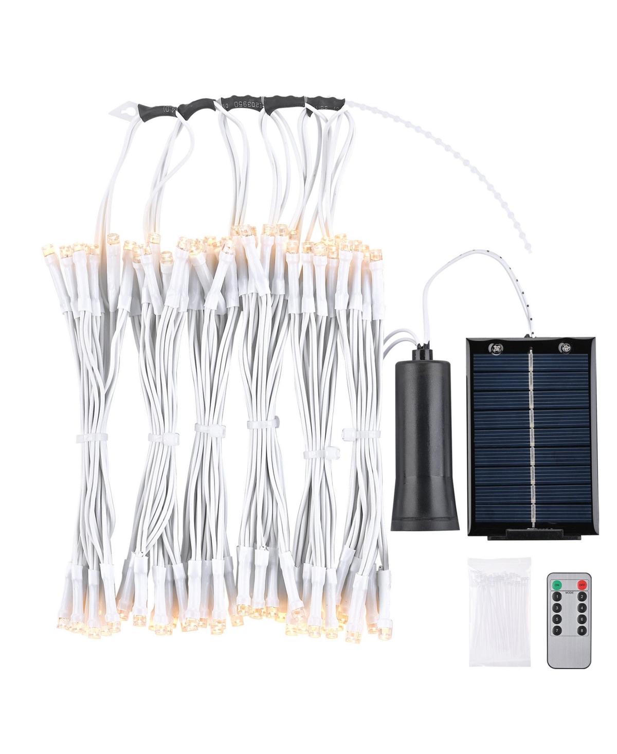 Solar String Light Fit 6-Rib 7/8/9 Ft Outdoor Patio Umbrella 96 Led Warm White - Off-white
