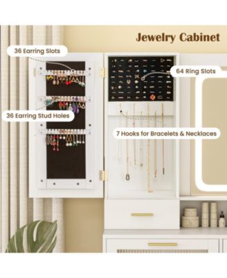 Makeup Vanity Desk Dressing Table and Stool Set with Lighted Mirror