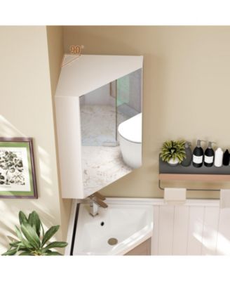 Corner Medicine Cabinet with Mirror with Open Mirror Door and Adjustable Shelf