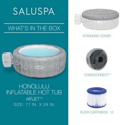 SaluSpa Honolulu AirJet Inflatable Hot Tub with 140 Soothing Jets, Gray