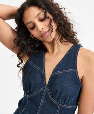 Women's Denim Godet Mini Dress, Exclusively at Macy's