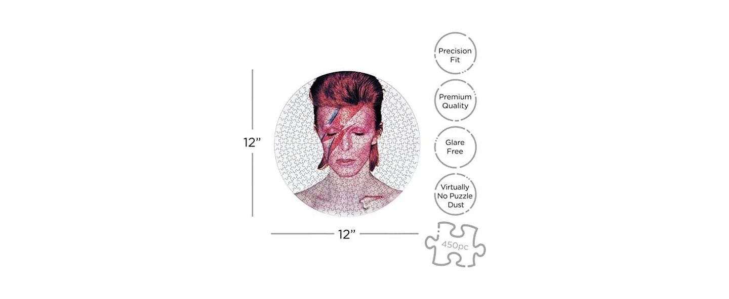 Детский пазл NMR Distribution David Bowie Aladdin Sane Record Disc 450-Piece Puzzle, Ages 14+ — фото 2