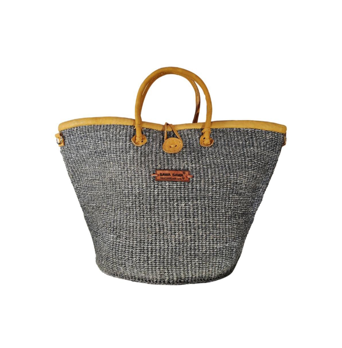 Ash Wisdom Handmade Sisal Straw Basket Tote Bag - Ash Gray