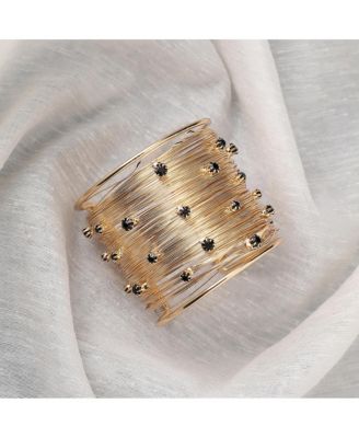 Metallic Ribbed Wire Statement Bracelet