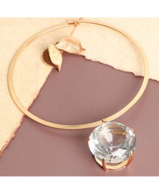 -Plated Chain Necklace With Stones