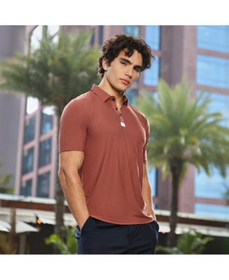 Men's Sienna Brown Seamless Solid Polo T-Shirt