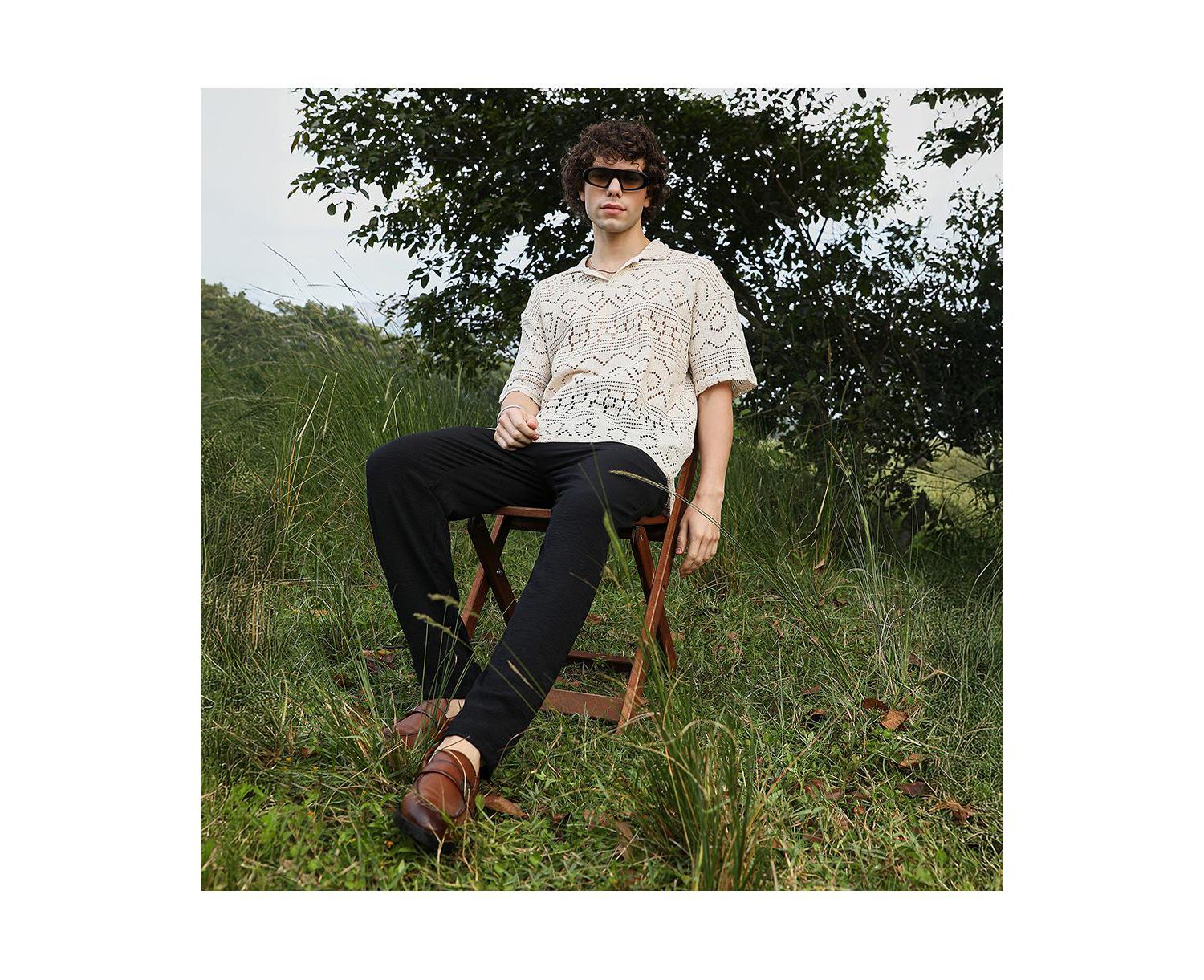 Men's Off-White Bohemian Oversized Polo T-Shirt