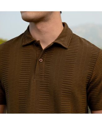 Men's Mocha Brown Flatten-Ruched Polo T-Shirt