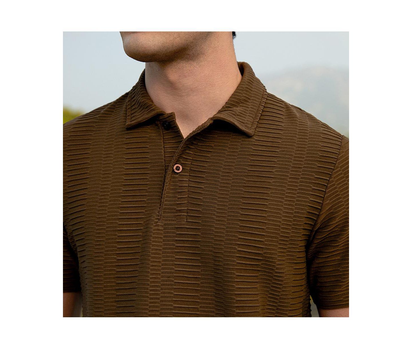 Мужская футболка Cahoot Campus Sutra Mocha Brown Flatten-Ruched Polo, цвет: Коричневый — фото 6