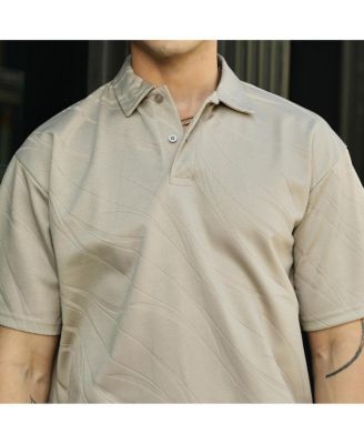 Men's Sand Beige Scratch-Tactile Polo T-Shirt