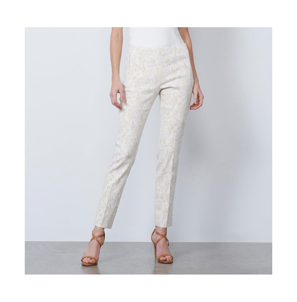 Women's Floral Jacquard Pants Dreamscape - Metallic gold yellow/ivory