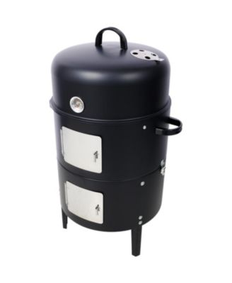 17" Steel Charcoal Smoker BBQ Grill - Black