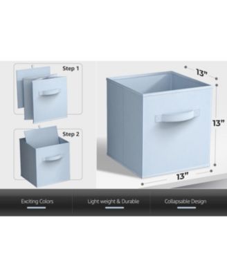 13 Inch Foldable Fabric Storage Cube Bin with Handles- for Organizing Home, Shelves, Nursery, Playroom, Closet and More 13" L x 13" W x 13" H