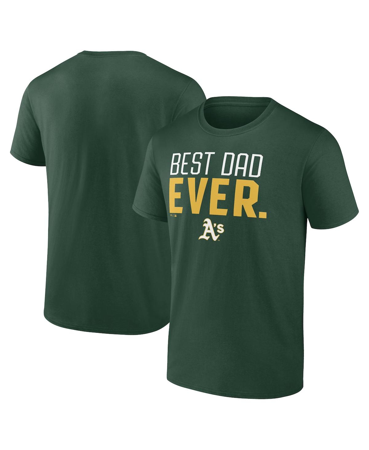 FANATICS MTO LABEL MEN'S GREEN ATHLETICS BEST DAD EVER T-SHIRT 
