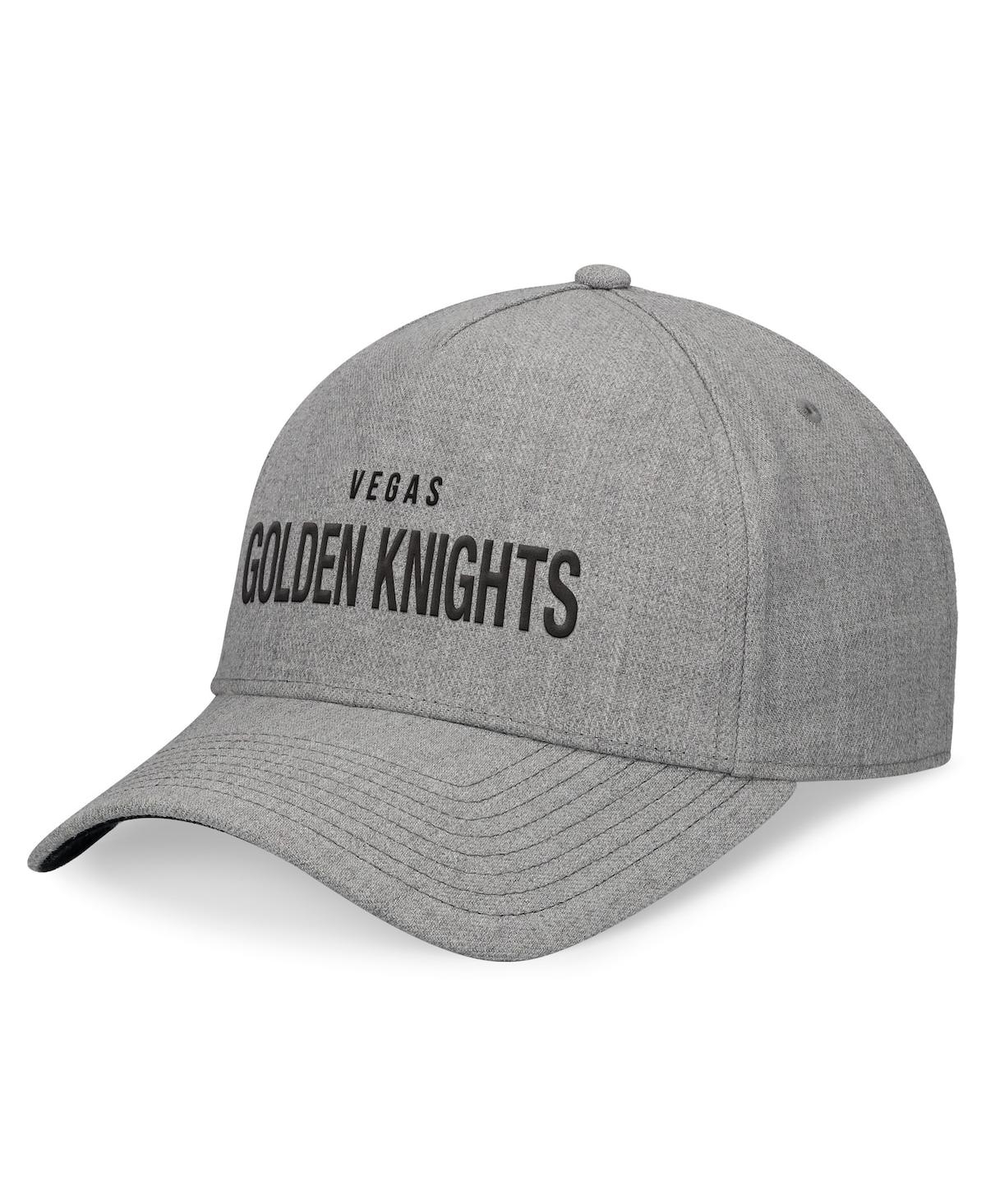 Fanatics Men's Heather Gray Vegas Golden Knights Elements A-frame Leather Strap Back Hat