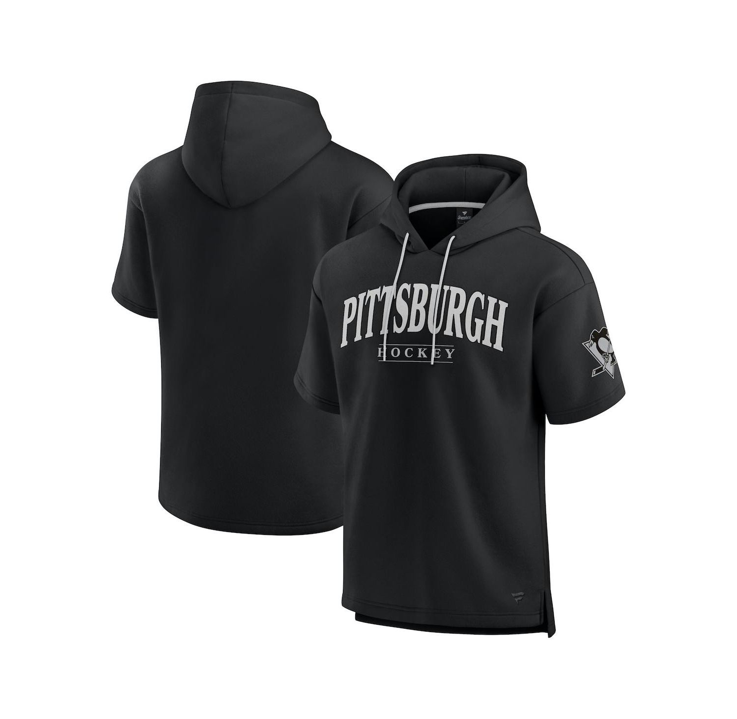 Men's Black Pittsburgh Penguins Elements Ready Short Sleeve Pullover Hoodie