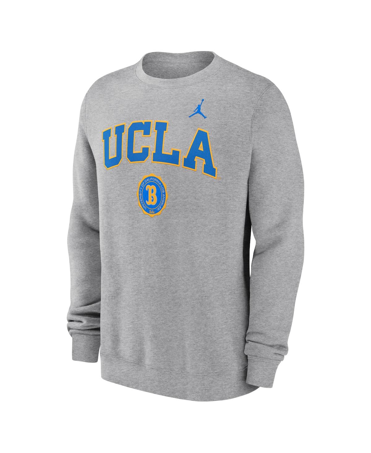 JORDAN MEN'S HEATHER GRAY UCLA BRUINS LEGACY CLASSIC PULLOVER SWEATSHIRT 