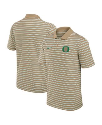 Nike - Men's Tan Oregon Ducks Athletic Prep Striped Performance Polo Shirt