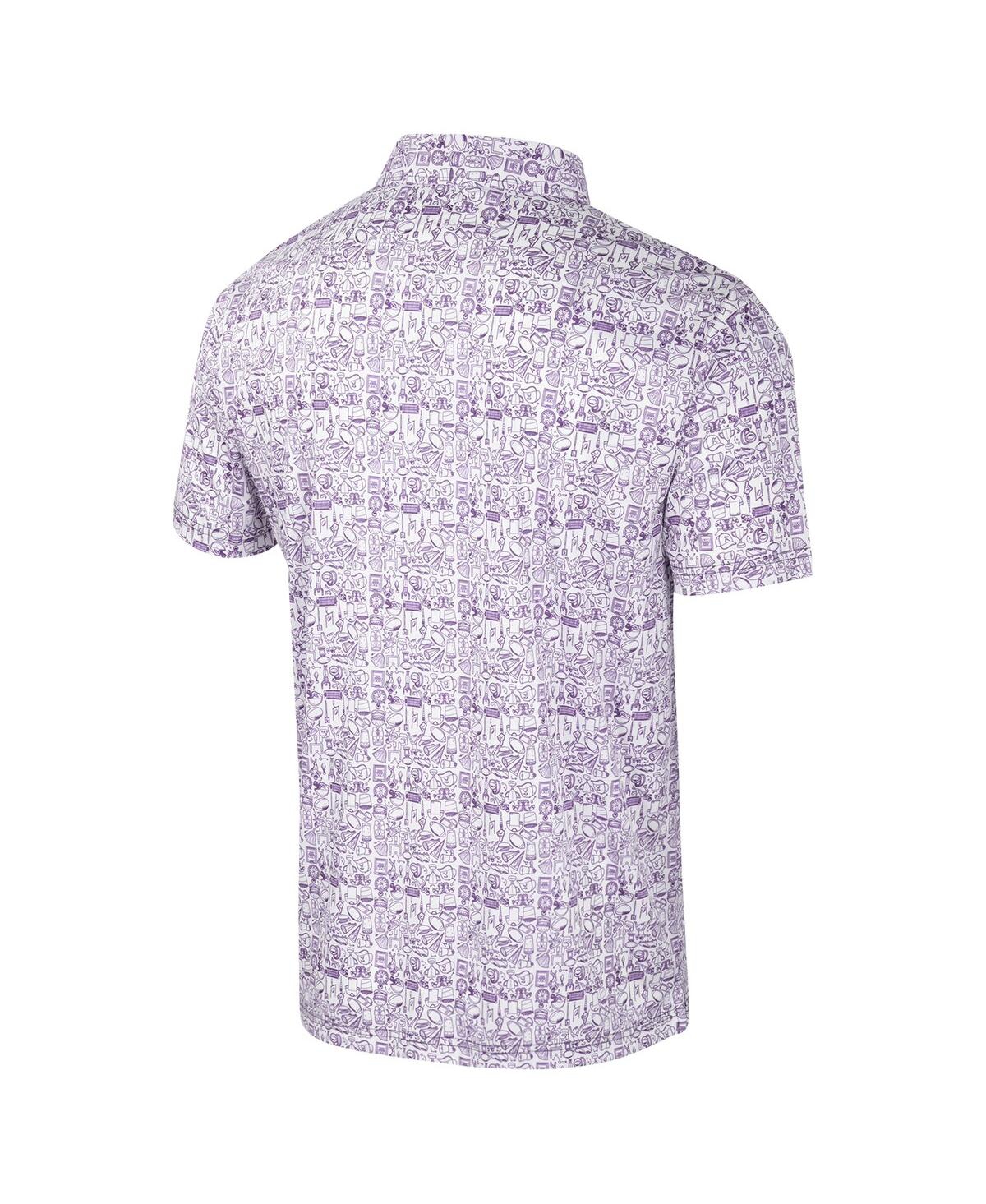 Colosseum Men's Purple Lsu Tigers It's Time Allover Print Polo Shirt