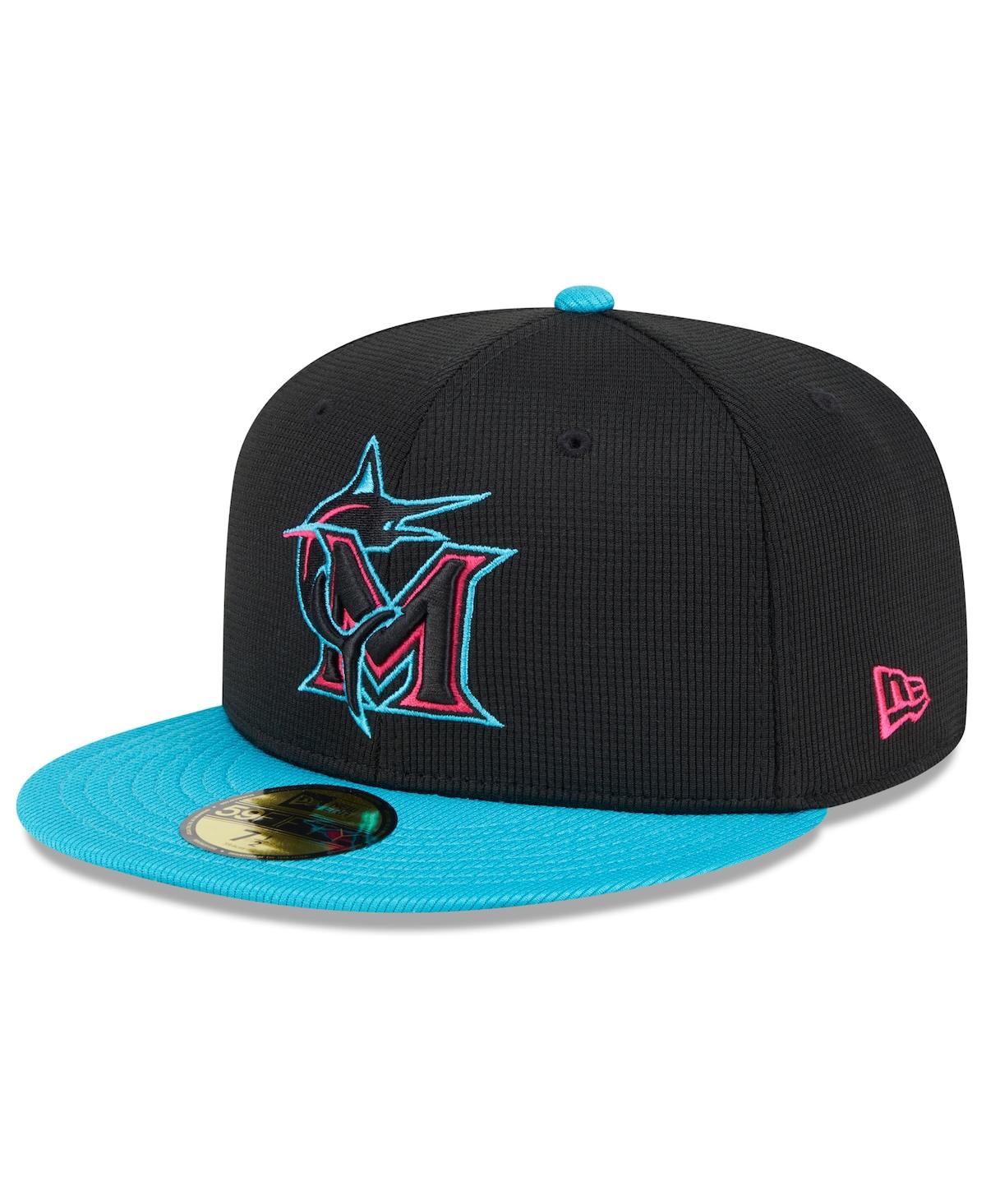 Men's Black/Teal Miami Marlins 2025 City Connect Batting Practice 59FIFTY Fitted Hat - Black, Teal