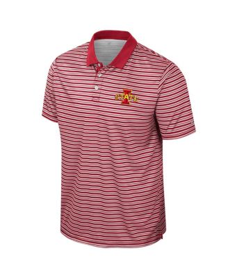 Men's Cardinal Iowa State Cyclones Striped Polo Shirt