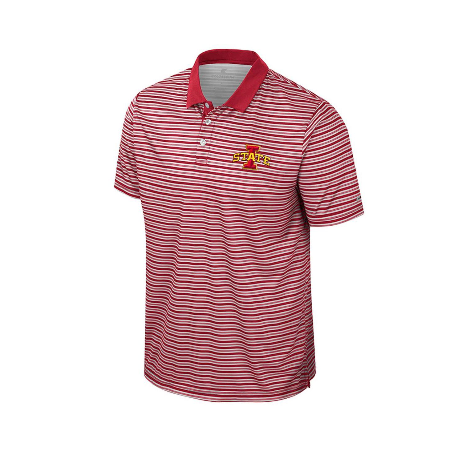 Men's Cardinal Iowa State Cyclones Striped Polo Shirt
