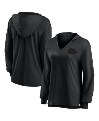 Fanatics - Women's Kansas City Chiefs Blackout Slub Hoodie V-Neck Long Sleeve T-Shirt