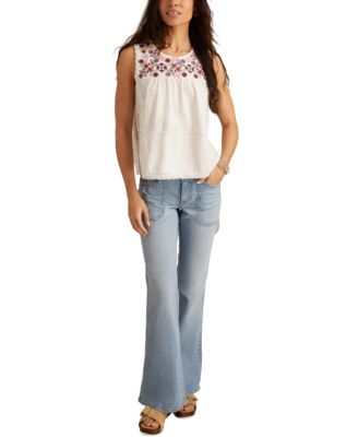 Lucky Brand - Women's Lace-Trim Embroidered Cotton Sleeveless Top