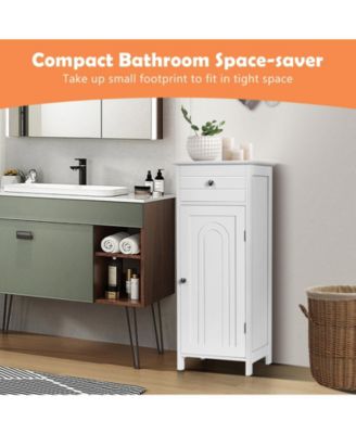 Wooden Storage Free-Standing Floor Cabinet with Drawer and Shelf