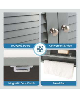 2-Doors Bathroom Wall-Mounted Medicine Cabinet with Towel Bar