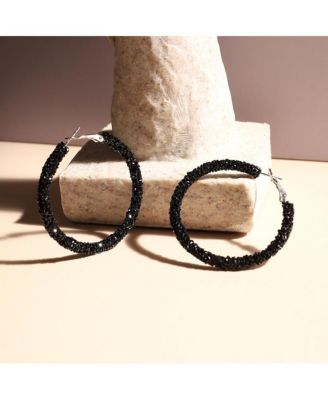 Embellished Cluster Hoop Earrings