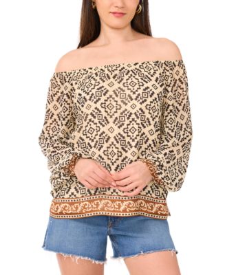 Vince Camuto Women's Printed Off-The-Shoulder Blouse - Macy's