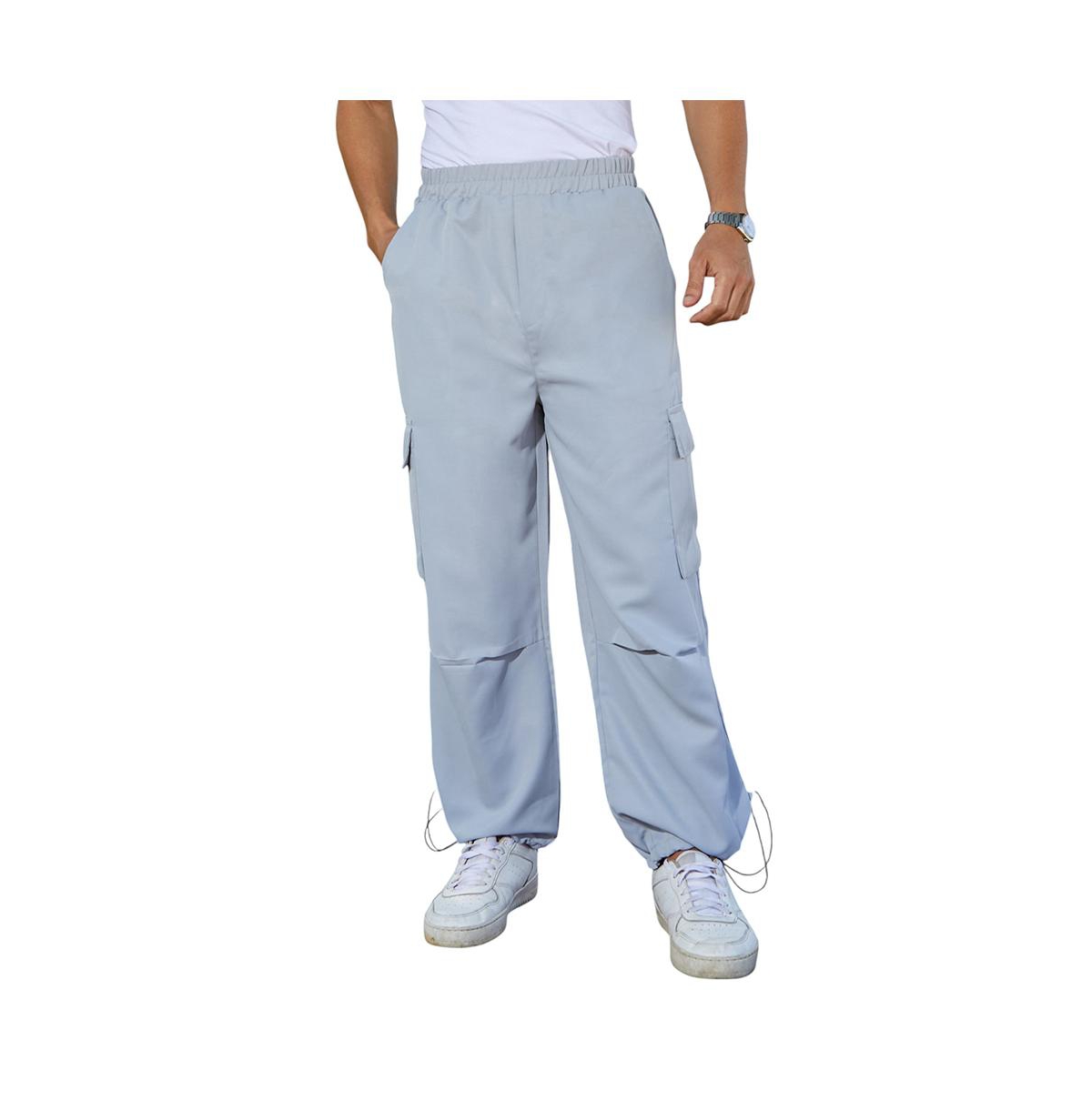 Men's Cloud Grey Solid Parachute Cargo Pants - Grey