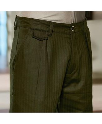 Men's Juniper Green Striped Tailored Trousers