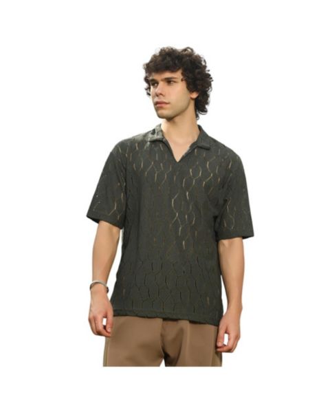 Мужская футболка Cahoot Campus Sutra Juniper Green Honeycomb-Knit Polo, цвет: Зелёный
