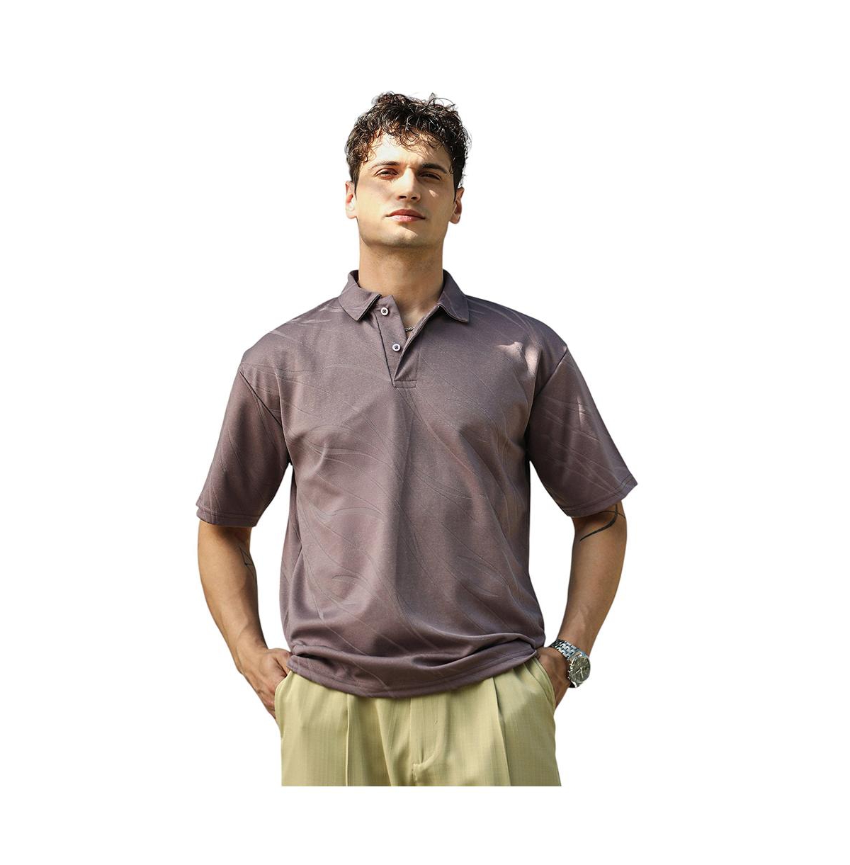 Men's Pastel Purple Scratch-Tactile Polo T-Shirt - Purple