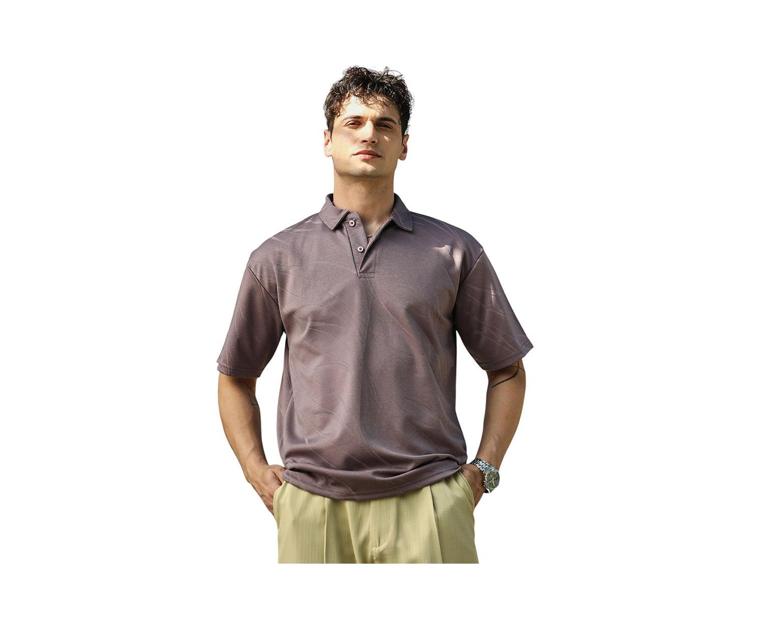 Men's Pastel Purple Scratch-Tactile Polo T-Shirt