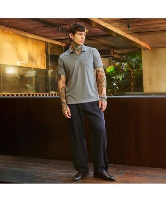 Men's Coin Grey Ribbed -Tactile Polo T-Shirt