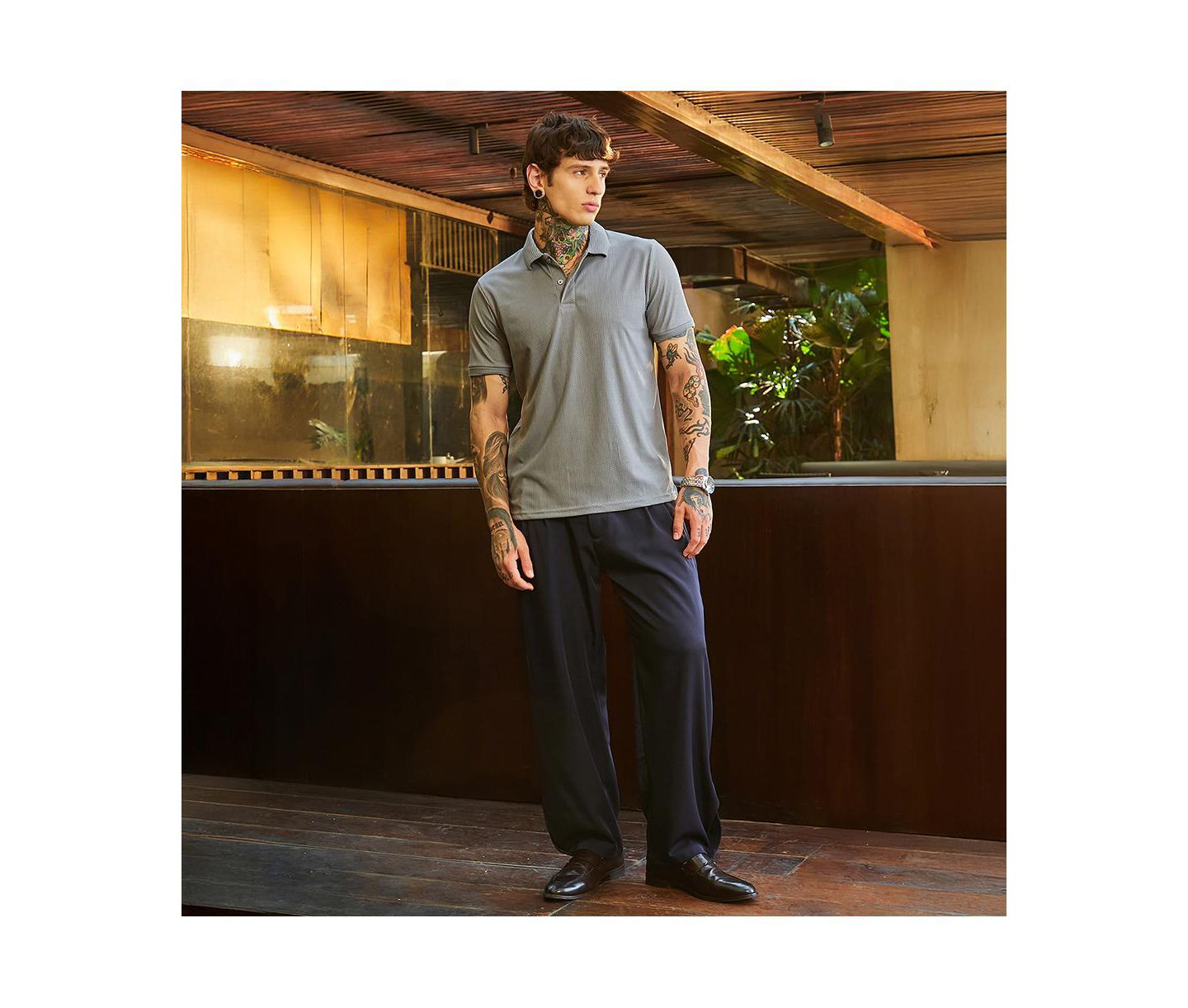 Мужская футболка Cahoot Campus Sutra Coin Grey Ribbed -Tactile Polo, цвет: Серый — фото 6