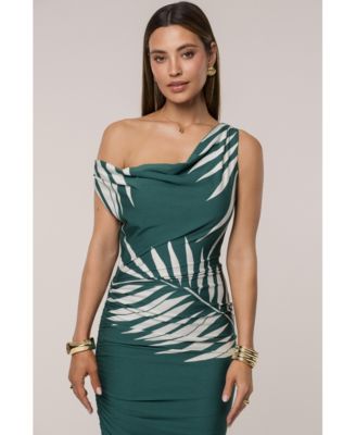 Women's Palm Print Ruched Dress