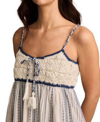 Women's Crochet Bodice Cotton Maxi Dress 