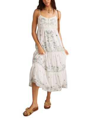 Women's Embroidered Floral Sleeveless Maxi Dress