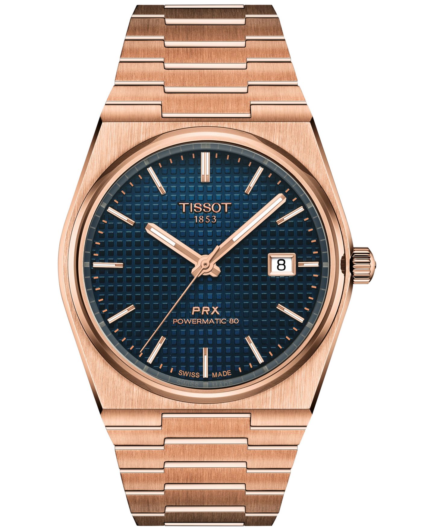 Мужские часы Tissot Swiss Automatic PRX Powermatic 80 Rose Gold PVD Stainless Steel Bracelet Watch 40mm — фото 1